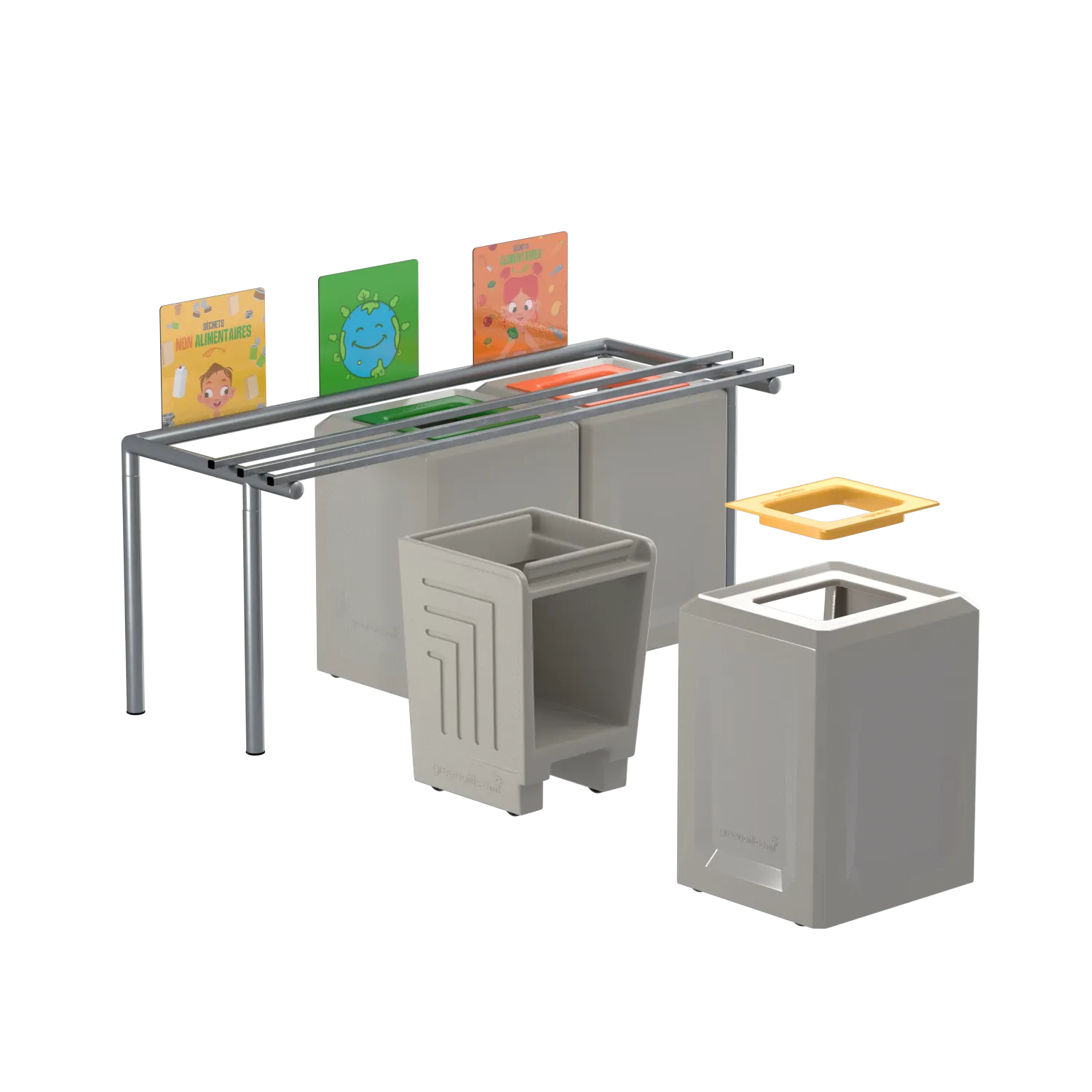 Vue éclatée de la table de tri TRIGO 60 L 3 flux