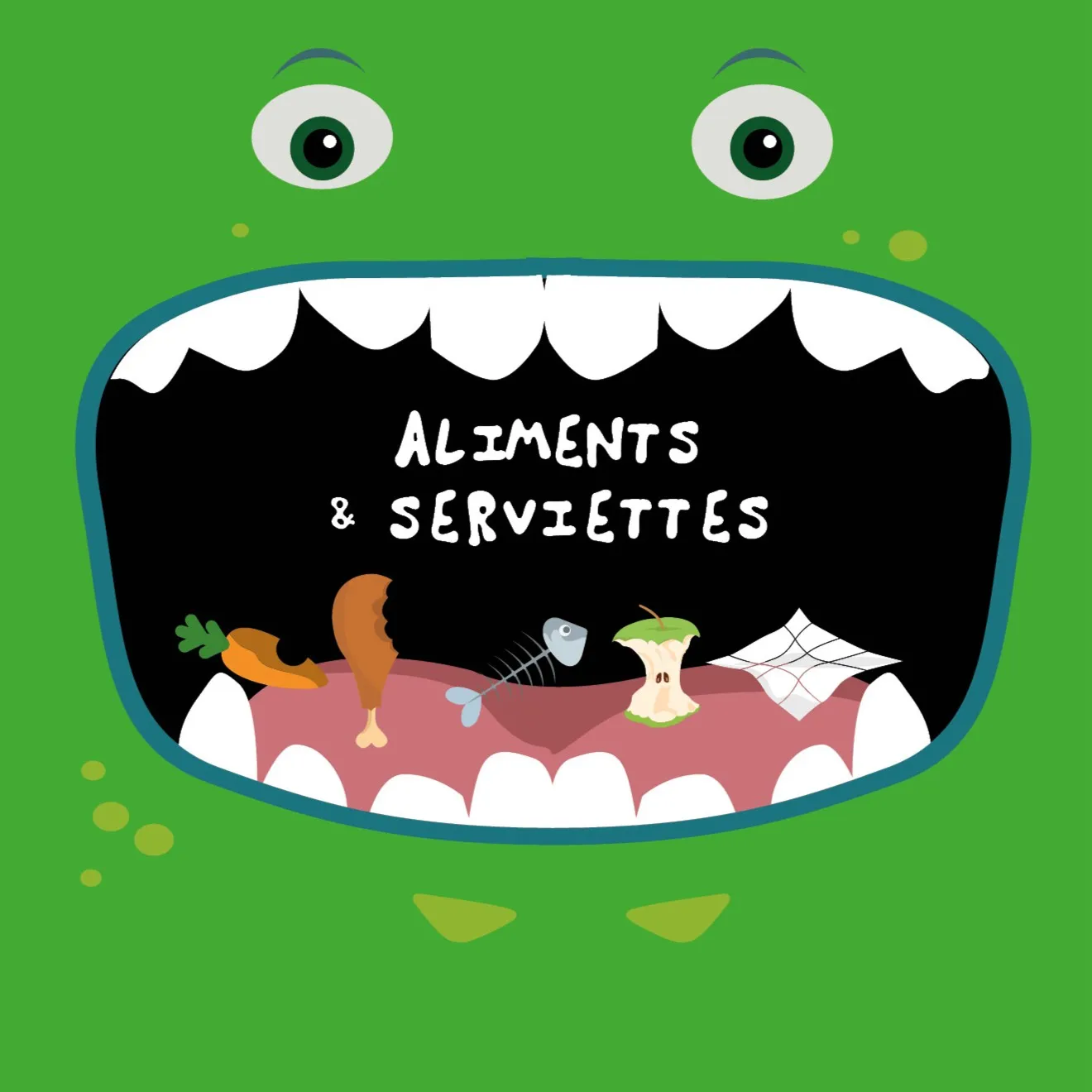 Dibond illustré « monstre » déchets alimentaires